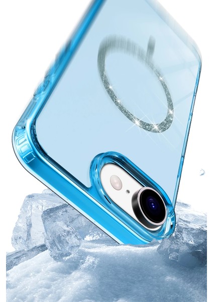 Msa-Shop Newface Apple Iphone 16E Live Diamond Magsafe Kapak - Mavi modelleri