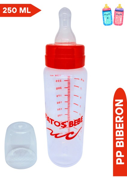 Kırmızı Renkli, 250 ml Silikon Uçlu Pp Biberon, Sağlıklı ve Güvenli Kullanım