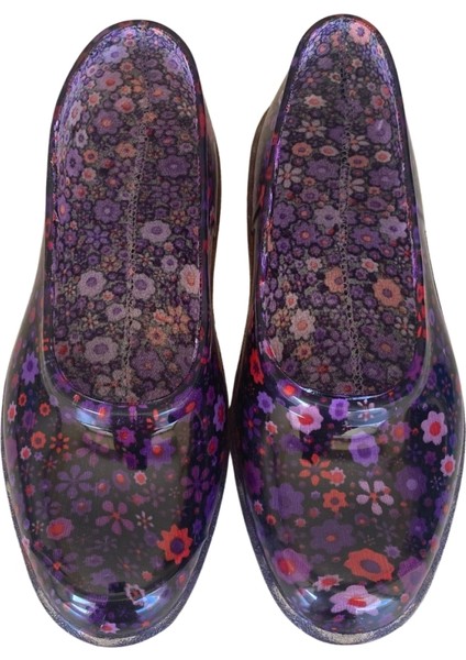 Zenne Çiçekli Bahçe ve Tarım Kadın Ayakkabısı 36-40 Mürdüm