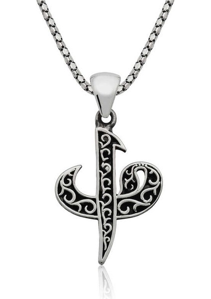 925 Ayar Gümüş Elif Vav Erkek Gümüş Kolye (BC-BF5D28)