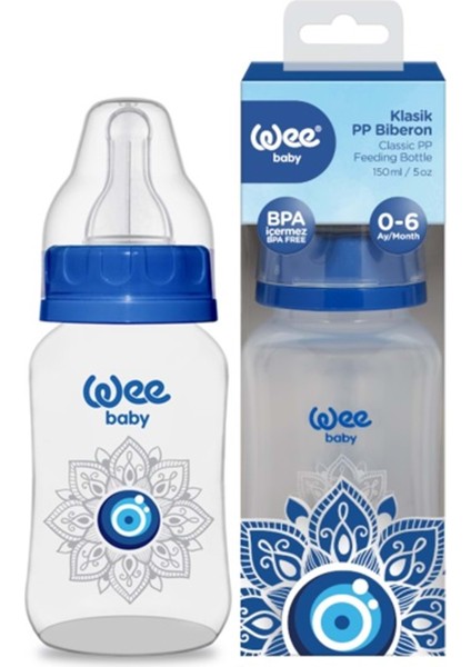 Mavi 150ML Pp Biberon, Nazar Boncuğu, Sağlıklı ve Şık Tasarım