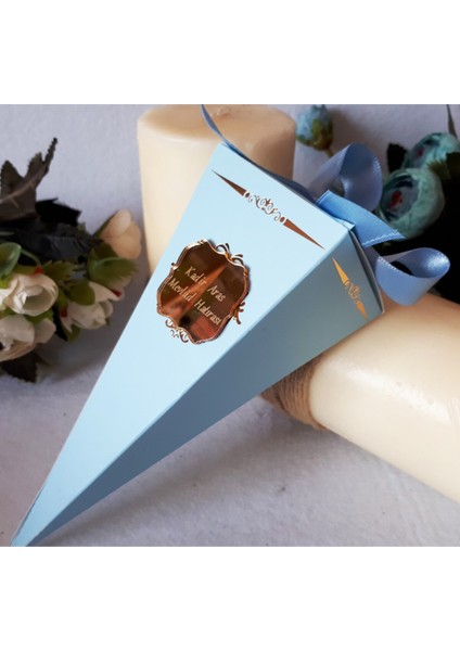 30 Adet Mavi Külah Pleksi Isimlikli Erkek Bebek Mevlit Şekeri