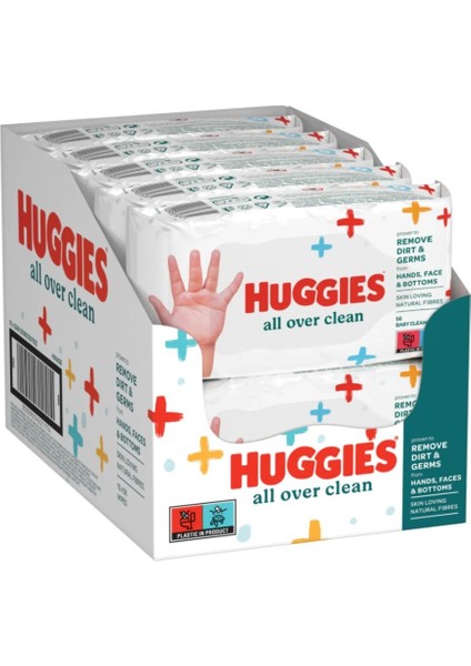 Huggies All Over Clean Bebek ve Çocuk Islak Mendili 10X56 Yaprak