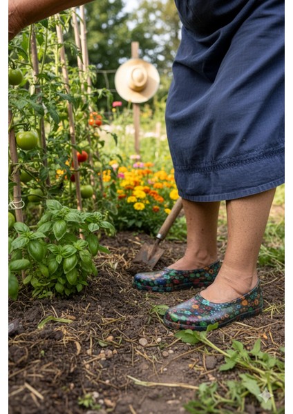 Zenne Çiçekli Bahçe ve Tarım Kadın Ayakkabısı 36-40 Yeşil