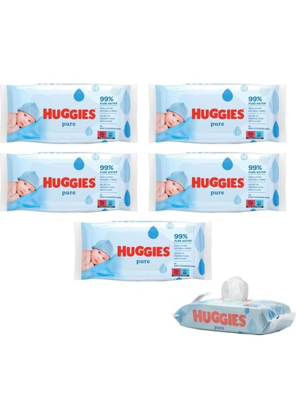 Huggies Pure Yenidoğan Hassas Islak Havlu 72 Yaprak 5'li Paket (432 Yaprak)