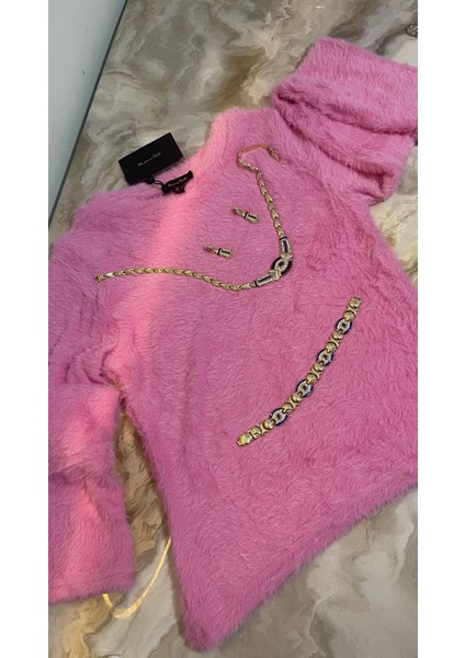 Kadın Tüylü Marka Yumuş Peluş Triko Kazak