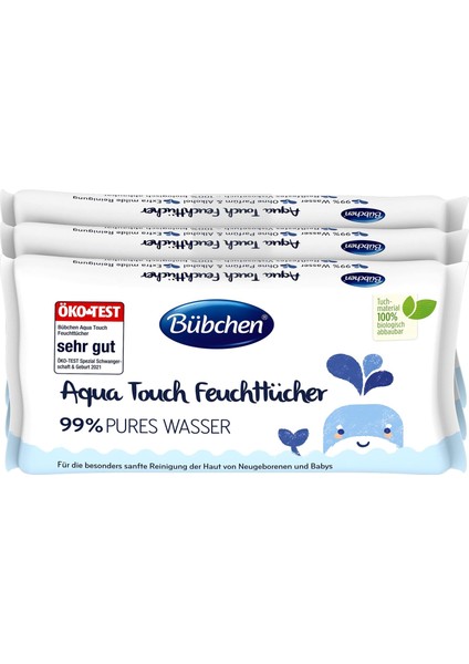 Bübchen Aqua Touch Yenidoğan Hassas Islak Mendil 3 x 48 Adet ( 144 Yaprak )