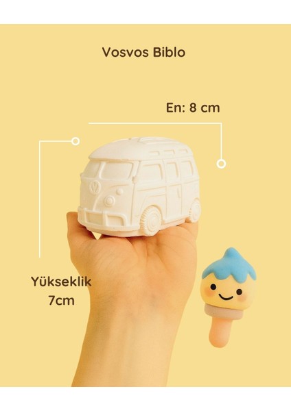 Vosvos Minibüs Seramik Biblo – Boyanabilir Dekoratif El Yapımı Figür