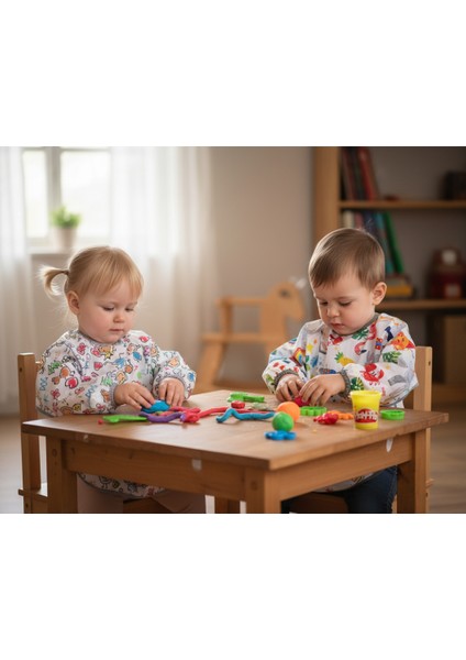 2'li Ekonomik Set, Jungle ve Family 6-24AY Uzun Kollu, Sıvı Geçirmeyen Bebek Önlük, Cepli ve Arkadan Cırtlı fiyatları