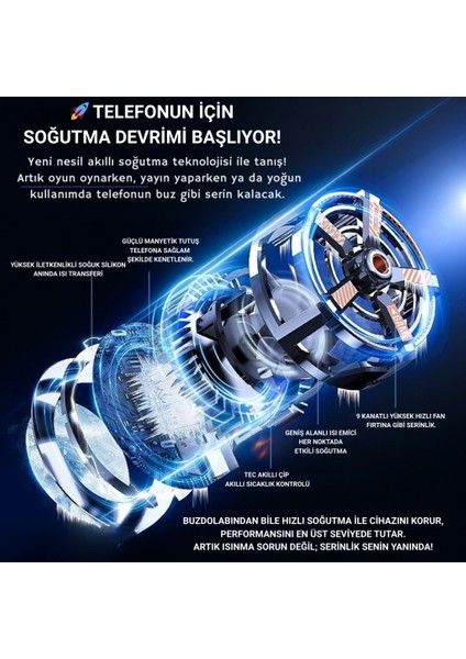 Profesyonel 7000RPM Turbo Buz Tipi Manyetik Telefon Soğutucu | Magsafe Uyumlu, Rbg LED Işıklı fiyatları