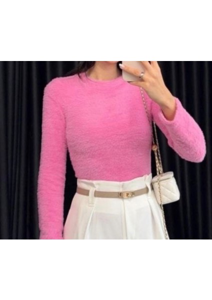 Kadın Tüylü Marka Yumuş Peluş Triko Kazak fırsatları