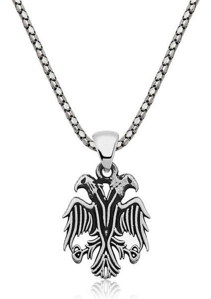 925 Ayar Gümüş Çift Başlı Kartal Erkek Gümüş Kolye (BC-7A6919)