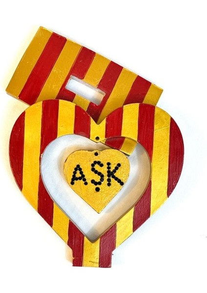 1524 El Yapımı Sarı Kırmızı Çizgili Kalp Şeklinde Dekoratif / Hediyelik Obje fiyatları