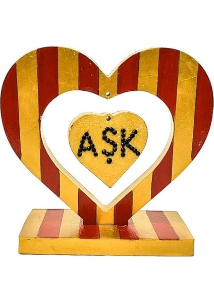 1524 El Yapımı Sarı Kırmızı Çizgili Kalp Şeklinde Dekoratif / Hediyelik Obje fırsatları