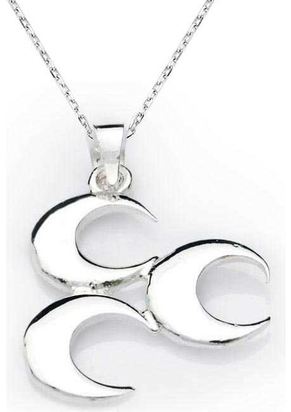 925 Ayar Gümüş Üç Hilal Kadın Gümüş Kolye (BC-7A780C)