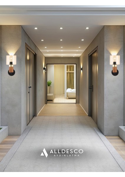 Elyra Modern Dekoratif Aplik – Gold & Ahşap Detaylı, Bal Renk Camlı Duvar Aydınlatma fiyatları