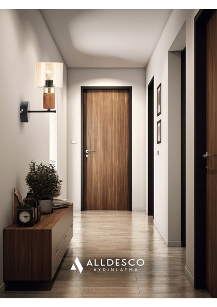 Elyra Modern Dekoratif Aplik – Gold & Ahşap Detaylı, Bal Renk Camlı Duvar Aydınlatma indirimleri