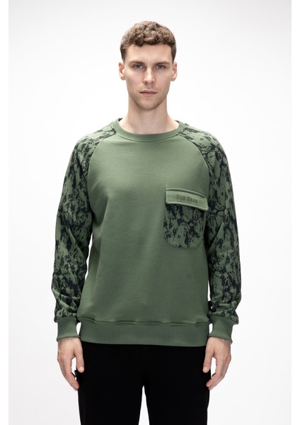 Deep Yeşil Crewneck Erkek Baskılı Sweatshirt