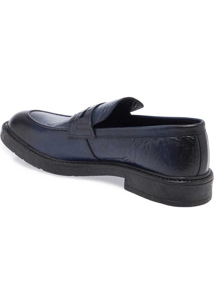 Lacivert Hakiki Deri Erkek Casual Ayakkabı - E23S1AY56537-A31 fırsatları