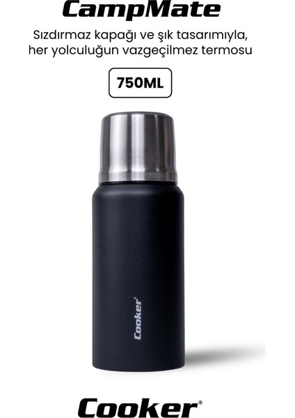 750 ml Paslanmaz Çelik Çift Kat Termos-24 Saat Sıcak,48 Saat Soğuk (Piknik, Ofis, Seyahat) Termos.