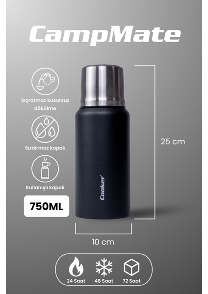750 ml Paslanmaz Çelik Çift Kat Termos-24 Saat Sıcak,48 Saat Soğuk (Piknik, Ofis, Seyahat) Termos. fiyatları