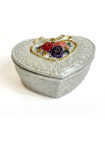 5817 El Yapımı Kalpli Dekoratif Kapaklı Mini Kutu / Inci Beyazı fiyatları