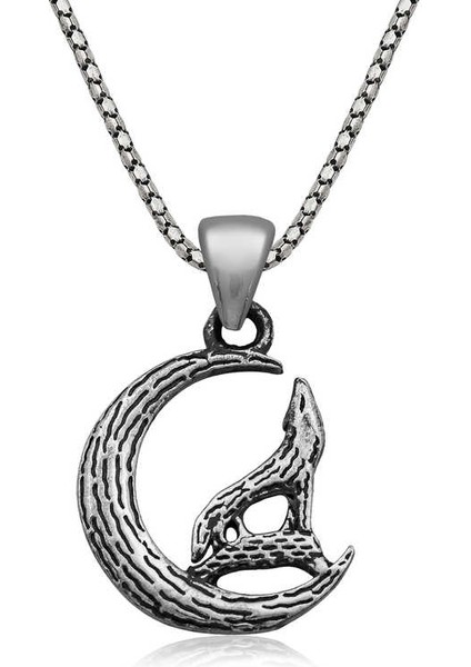 ​925 Ayar Gümüş Bozkurt Gümüş Kolye (BC-955B37)
