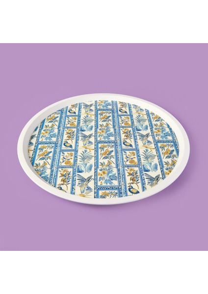 Kitchen Blue Toya Yuvarlak Tepsi - Renkli - 36X36 cm