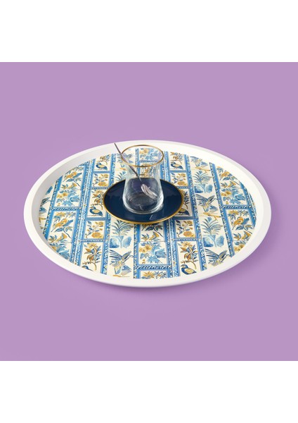 Kitchen Blue Toya Yuvarlak Tepsi - Renkli - 36X36 cm fiyatları