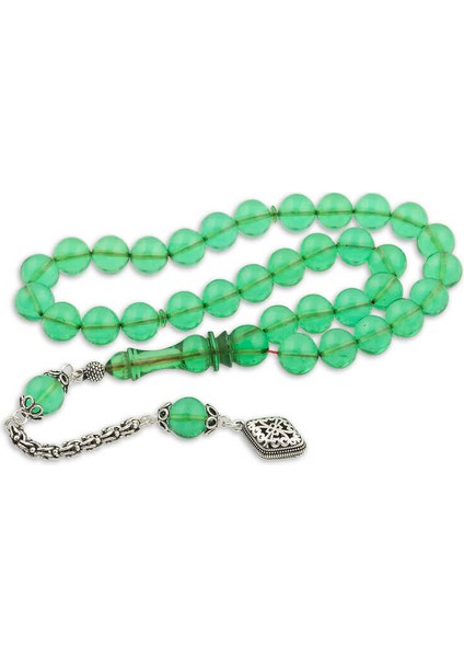 ​gümüş Püskül Yeşil Küre Ateş Kehribar Tesbih (BC-0AE572)
