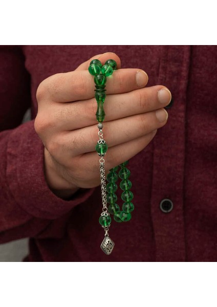 ​gümüş Püskül Yeşil Küre Ateş Kehribar Tesbih (BC-0AE572) fiyatları