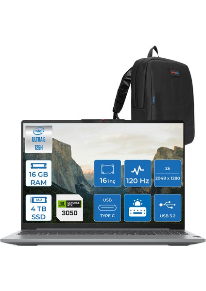 Ideapad Pro 5 16IMH9 Intel Core Ultra 5 125H 16GB 4tb 6GB/RTX3050 16" 2k OLED 400NITS 120Hz Eyesafe Freedos 6GB/RTX3050 16" 2k OLED 400NITS 120Hz Eyesafe 83D40082TRF04 + Zettaçanta