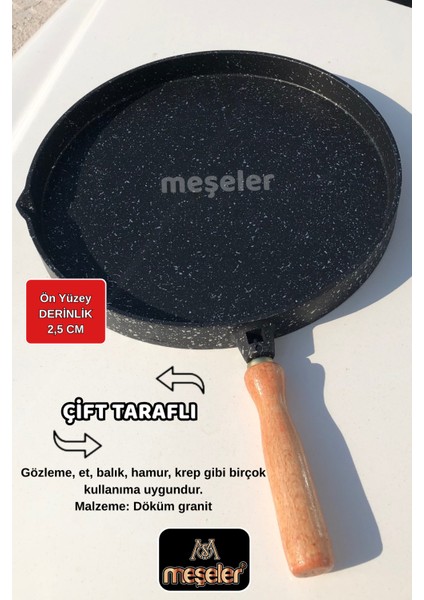 Döküm Granit Gözleme Tava Çift Taraflı 36 cm fiyatları