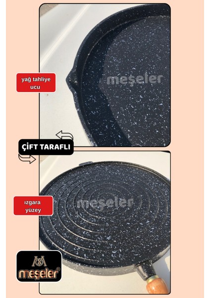 Döküm Granit Gözleme Tava Çift Taraflı 36 cm fırsatları