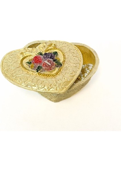 2561 El Yapımı Kalpli Dekoratif Kapaklı Mini Kutu / Sarı fiyatları
