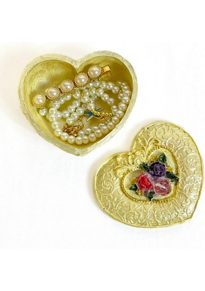 2561 El Yapımı Kalpli Dekoratif Kapaklı Mini Kutu / Sarı modelleri