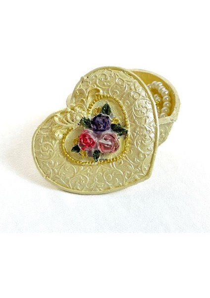 2561 El Yapımı Kalpli Dekoratif Kapaklı Mini Kutu / Sarı fırsatları