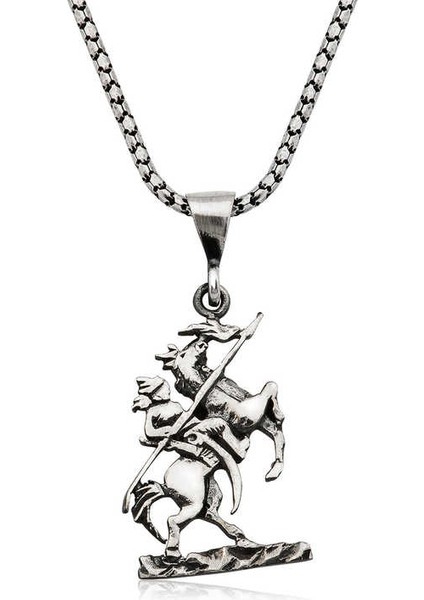 Gümüş Göktürk Süvarisi Kolye (BC-5C1247)
