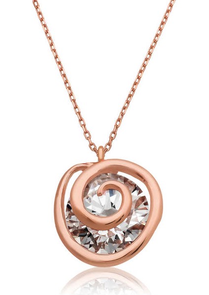 925 Ayar Gümüş Rose Aşk Döngüsü Kolye (BC-1B5643)