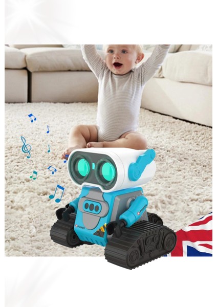 Uzaktan Kumandalı El Sensörlü Full Fonksiyonlu Robot Mavi