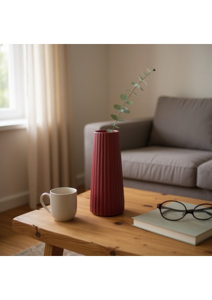 Büyük Boy Dekoratif Vazo Bordo