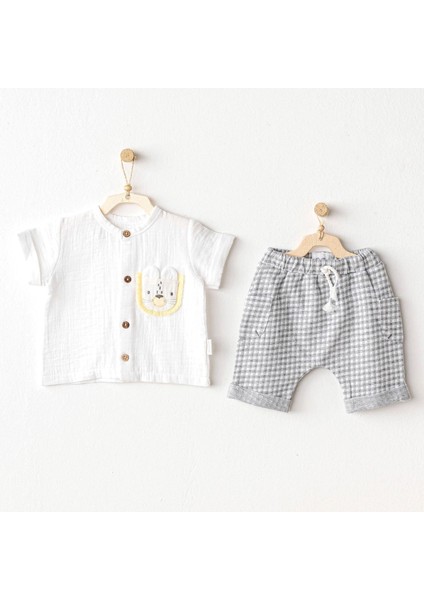 Erkek Bebek Little King Alt Üst Takım Gri AC25814
