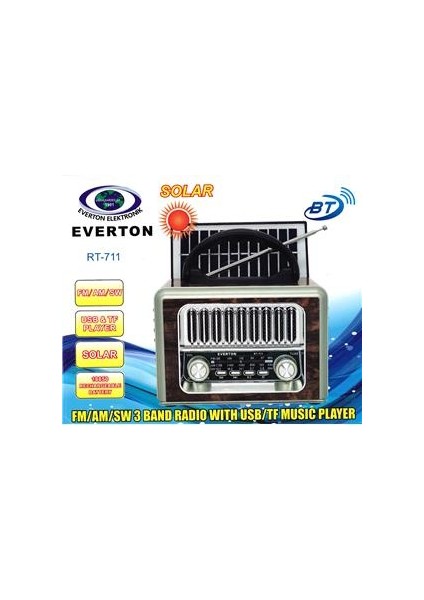 Everton RT-711-USB-TF-AM-FM-SW-TWS-USB Güneş Eenerjili Nostaljik Radyo fiyatları
