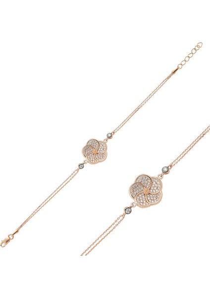 ​925 Ayar Gümüş Rose Papatya Bileklik (BC-93306B)