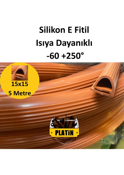 Silikon Fırın Cam Contası E Fitili Cam Genişlik 15mm Yükseklik 15mm