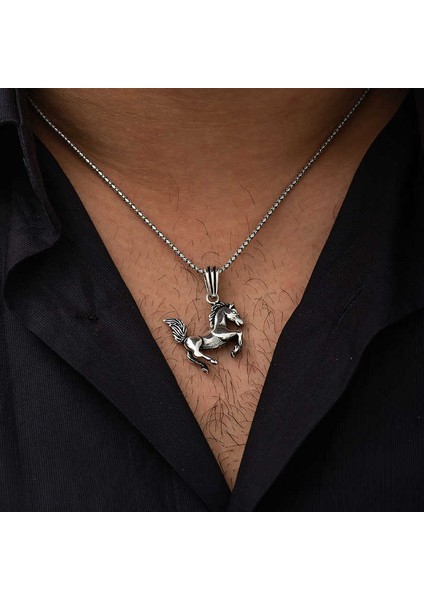 ​925 Ayar Gümüş Şahlanmış At Gümüş Kolye (BC-CE7876) fiyatları