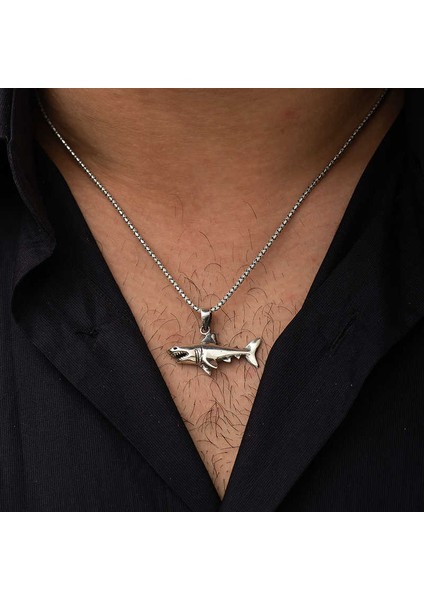 925 Ayar Gümüş Köpek Balığı Gümüş Kolye (BC-3667EB) fiyatları