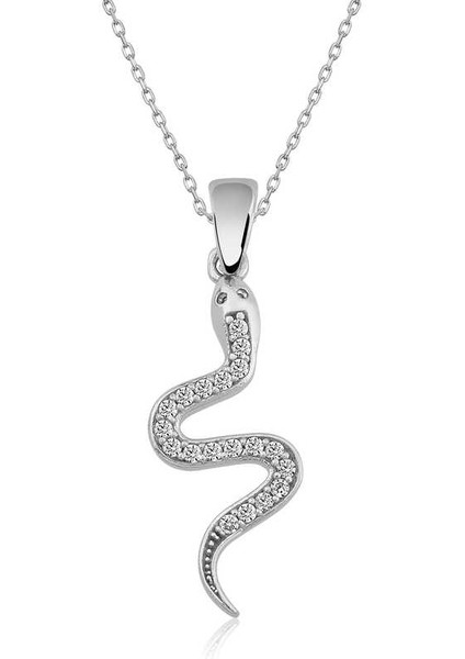 925 Ayar Gümüş Yılan Kadın Gümüş Kolye (BC-5E6D5F)