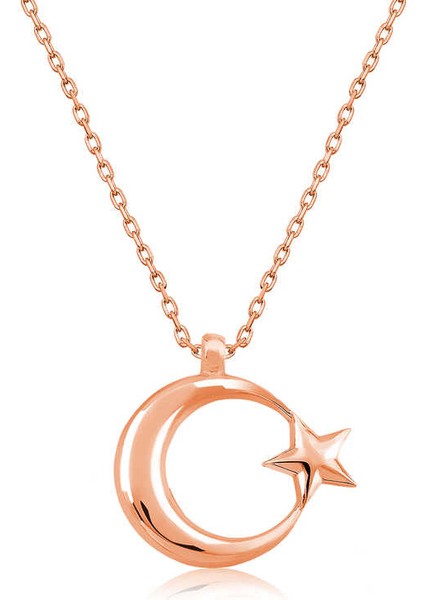 925 Ayar Gümüş Ay Yıldız Kadın Gümüş Kolye (BC-5F7E51)