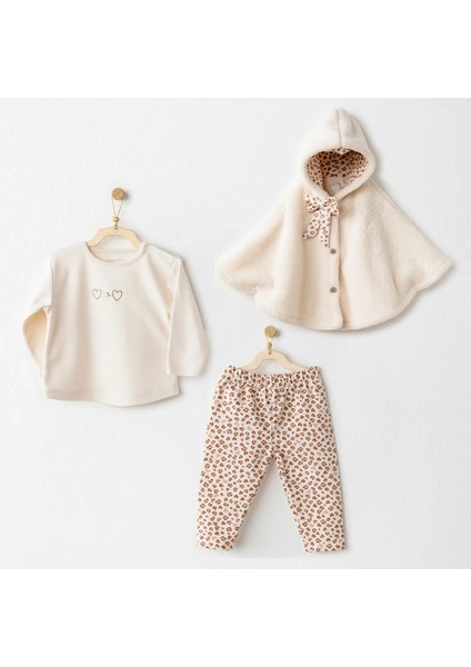 AC26237 Little Leopard 3`lü Takım Ekru